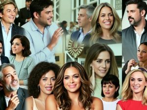 Colaj cu vedete în momente candidă și expresive.