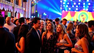 Vedete la festival internațional, atmosferă vibrantă.